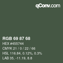 颜色代码: RGB 69 87 68 | qconv.com