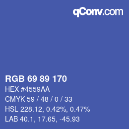 カラーコード: RGB 69 89 170 | qconv.com