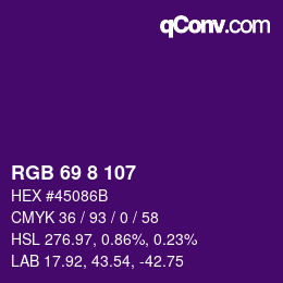 Color code: RGB 69 8 107 | qconv.com
