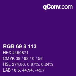 Color code: RGB 69 8 113 | qconv.com