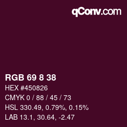 Color code: RGB 69 8 38 | qconv.com