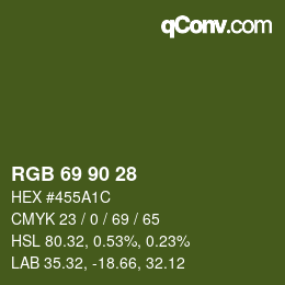 Color code: RGB 69 90 28 | qconv.com