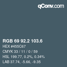 カラーコード: RGB 69 92.2 103.6 | qconv.com