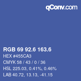 カラーコード: RGB 69 92.6 163.6 | qconv.com