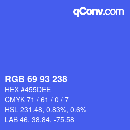 Color code: RGB 69 93 238 | qconv.com
