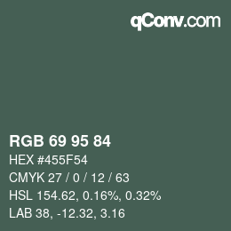 Farbcode: RGB 69 95 84 | qconv.com