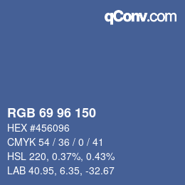 カラーコード: RGB 69 96 150 | qconv.com
