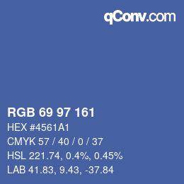 颜色代码: RGB 69 97 161 | qconv.com