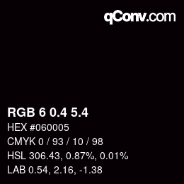 カラーコード: RGB 6 0.4 5.4 | qconv.com