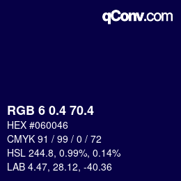 カラーコード: RGB 6 0.4 70.4 | qconv.com
