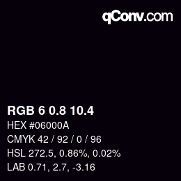 カラーコード: RGB 6 0.8 10.4 | qconv.com