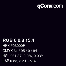 カラーコード: RGB 6 0.8 15.4 | qconv.com
