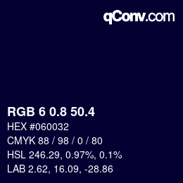 カラーコード: RGB 6 0.8 50.4 | qconv.com