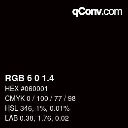 カラーコード: RGB 6 0 1.4 | qconv.com