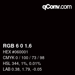 カラーコード: RGB 6 0 1.6 | qconv.com