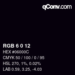 Color code: RGB 6 0 12 | qconv.com