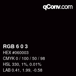 Color code: RGB 6 0 3 | qconv.com