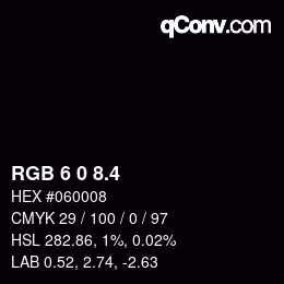 カラーコード: RGB 6 0 8.4 | qconv.com