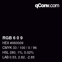 カラーコード: RGB 6 0 9 | qconv.com