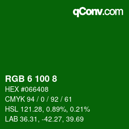 Color code: RGB 6 100 8 | qconv.com
