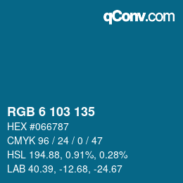 Color code: RGB 6 103 135 | qconv.com
