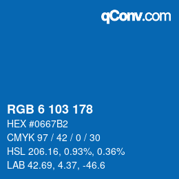 颜色代码: RGB 6 103 178 | qconv.com