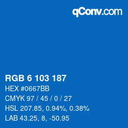 Color code: RGB 6 103 187 | qconv.com