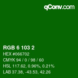 Color code: RGB 6 103 2 | qconv.com