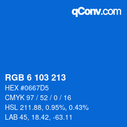 カラーコード: RGB 6 103 213 | qconv.com