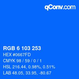 Color code: RGB 6 103 253 | qconv.com