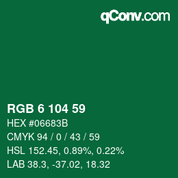 Color code: RGB 6 104 59 | qconv.com