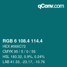 カラーコード: RGB 6 108.4 114.4 | qconv.com