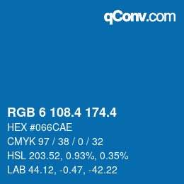 カラーコード: RGB 6 108.4 174.4 | qconv.com