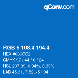 カラーコード: RGB 6 108.4 194.4 | qconv.com