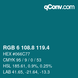 カラーコード: RGB 6 108.8 119.4 | qconv.com