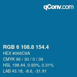 カラーコード: RGB 6 108.8 154.4 | qconv.com