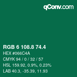 カラーコード: RGB 6 108.8 74.4 | qconv.com