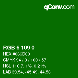 Color code: RGB 6 109 0 | qconv.com