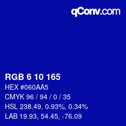 Color code: RGB 6 10 165 | qconv.com