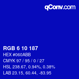 Color code: RGB 6 10 187 | qconv.com