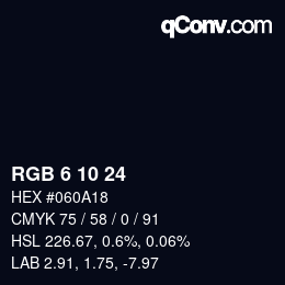 カラーコード: RGB 6 10 24 | qconv.com