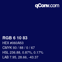Color code: RGB 6 10 83 | qconv.com