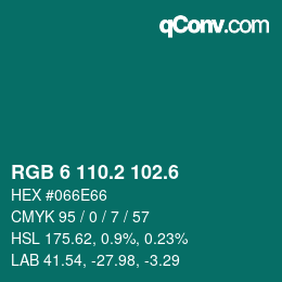 カラーコード: RGB 6 110.2 102.6 | qconv.com