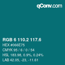 カラーコード: RGB 6 110.2 117.6 | qconv.com