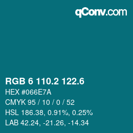 カラーコード: RGB 6 110.2 122.6 | qconv.com
