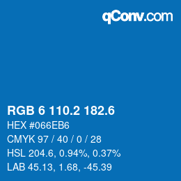 カラーコード: RGB 6 110.2 182.6 | qconv.com