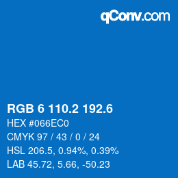 カラーコード: RGB 6 110.2 192.6 | qconv.com