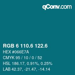 カラーコード: RGB 6 110.6 122.6 | qconv.com
