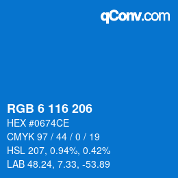 Color code: RGB 6 116 206 | qconv.com