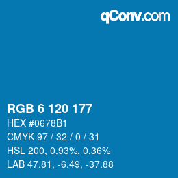 颜色代码: RGB 6 120 177 | qconv.com